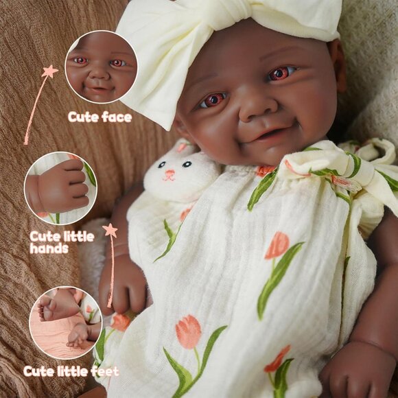 16.5 inch Realistic Full Body Silicone Open Eyes Newborn Leilani-tan Baby Girl - Picture 3 of 6